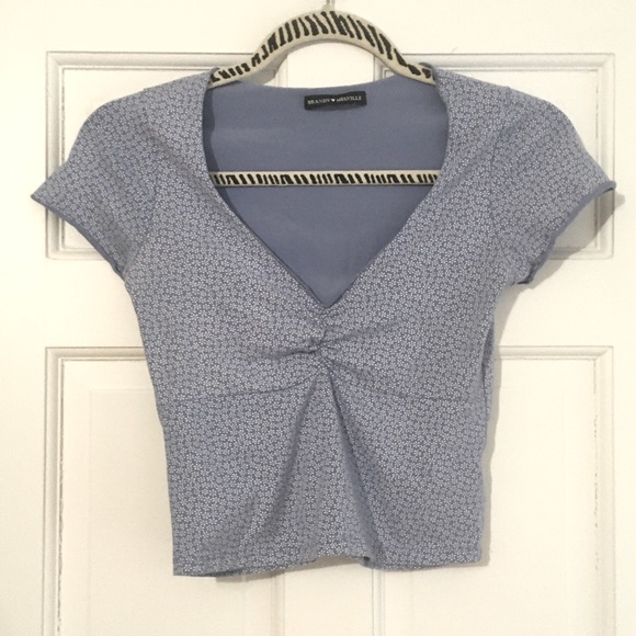 Brandy Melville Blue Floral Gina Top - Picture 2 of 2